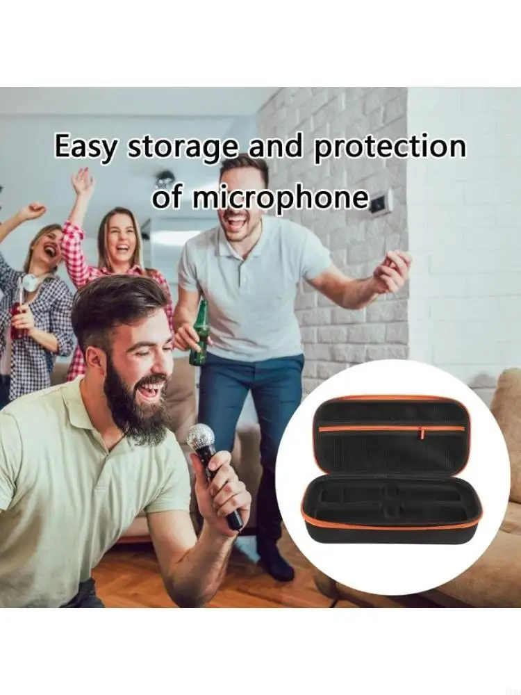Adecuado para micrófono doble inalámbrico, bolsa de viaje con micrófono doble de mano, estuche rígido de almacenamiento para micrófono portátil, estuche para exteriores