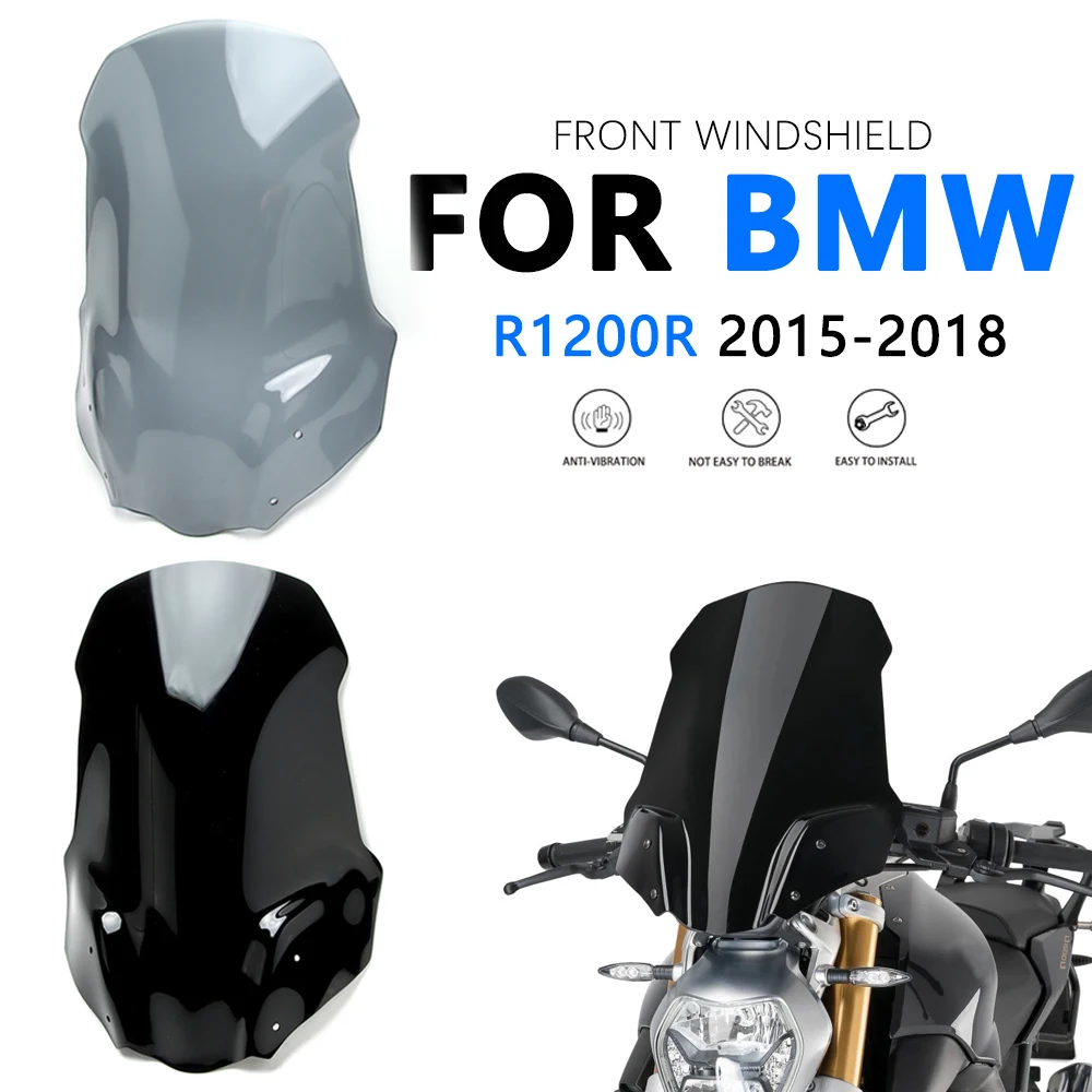 Motorcycle For BMW R1200R R1200 1200 R 2015-2018 NEW Windshield Windscreen Windproof Screen Front Glass Viser Visor Deflectors