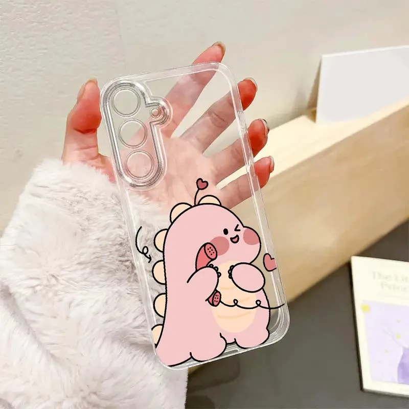 Cute Dinosaur Baby Pattern Phone Case For Samsung Galaxy S26 S25 S24 S23 S22 S21 S20 S10 Lite FE Edge TPU 5G Transparent