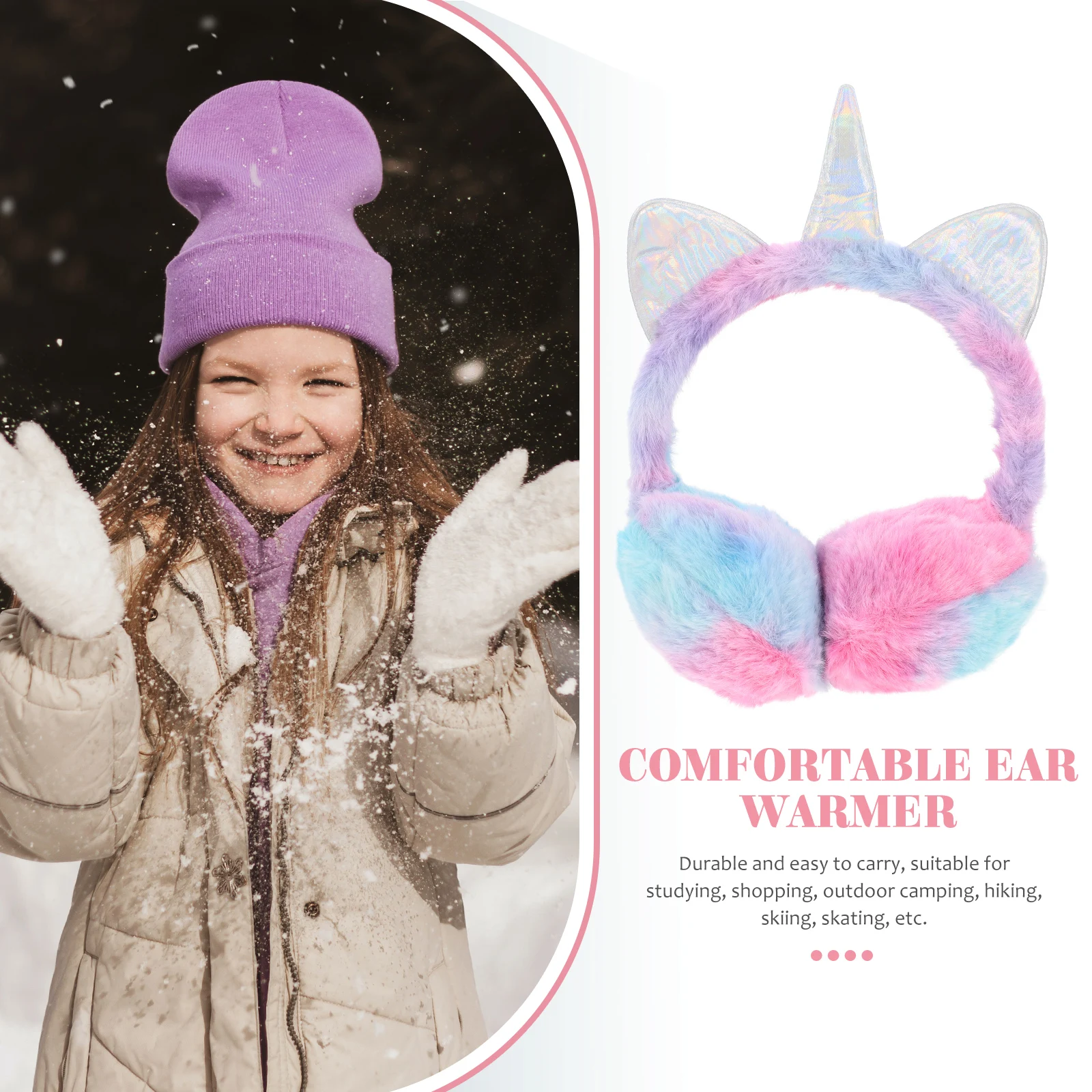 

Sequined Unicorn Earmuffs Soft Warm Earpiece Winter Protection Cover Reusable Lovely Earmuff Stylish Gift Kids Cartoon