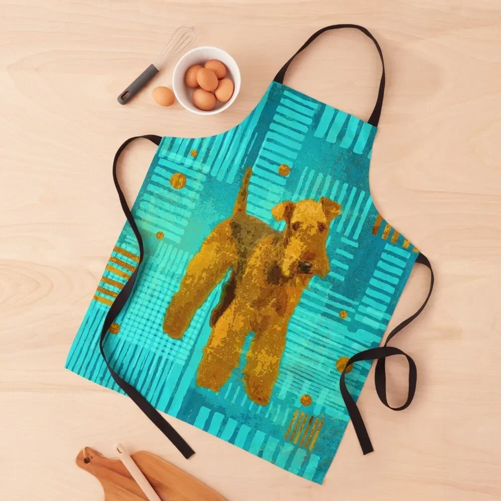 Abstract Airedale Terriers Digital Art Apron Kitchen Chef Kitchenware Woman Kitchen Apron