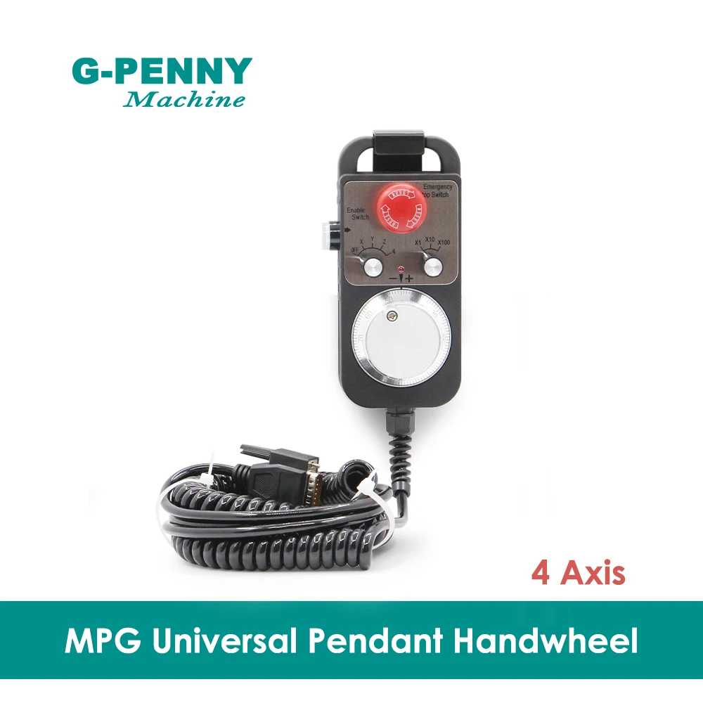 Free shipping!  CNC 4 Axis 6 Axis MPG Pendant Handwheel With E-stop Emergency Switch for Mitsubishi PLC 5V to 24V System