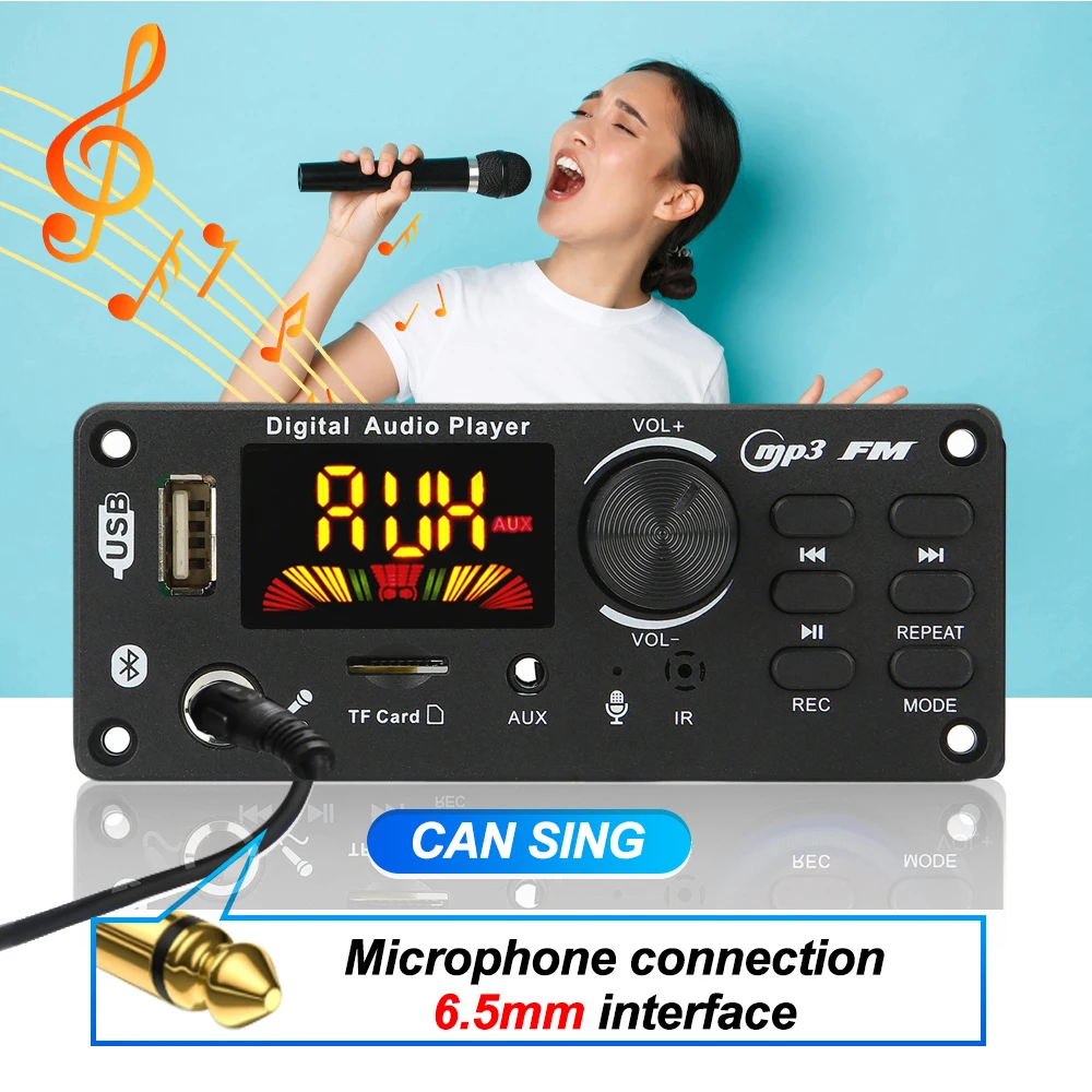 Płytka dekodera MP3 Bluetooth KEBIDU 80W, wzmacniacz, moduł muzyczny DIY do domowego odtwarzacza MP3, radia samochodowego FM, USB, mikrofon, nagrywanie rozmów, do głośnika — zdjęcie produktu 4