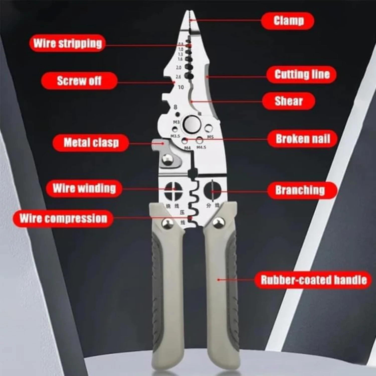 Efficient and Professional Heavy Duty Wire Stripper and Cable Cutter Pliers - Reliable and Multifunctional Crimping Equipment fo