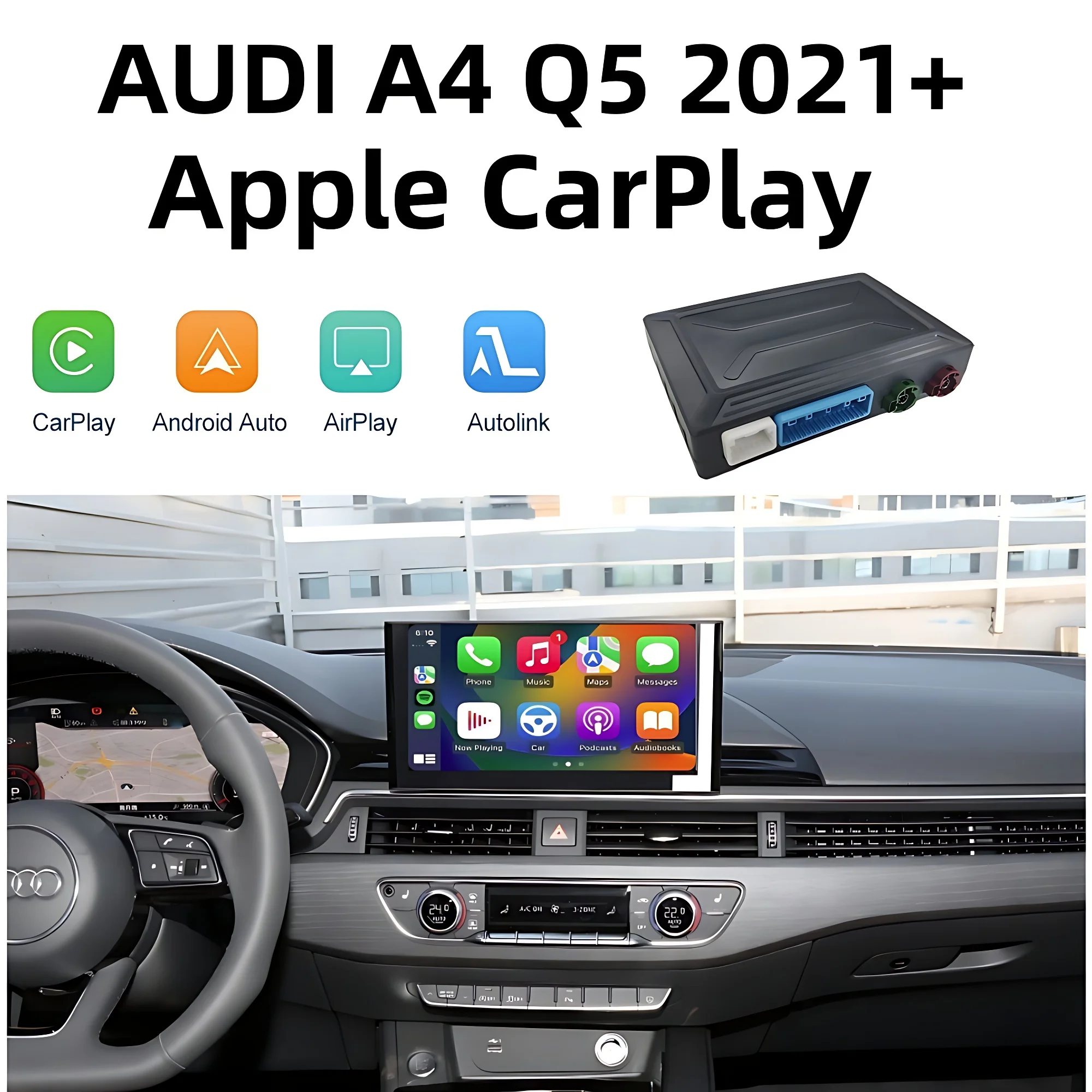 

Wireless Apple CarPlay For Audi A3 A4 A5 Q5 2020 2021 2022 2023 Current MIB3 System Android Auto iPhone Mirroring Function