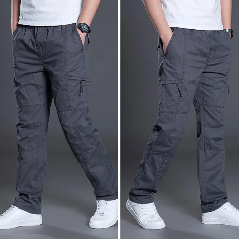 Verão outono moda calças masculinas casuais algodão calças compridas em linha reta joggers homme plus size 5xl 6xl calças planas para roupas masculinas