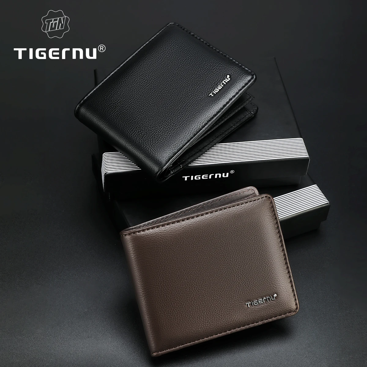 Tigernu Wallets For Man	Soft PU Card Wallet RFID Coin Purse Light Card Holder As Gifts Men's Wallets Waterproof Card Bags Mini