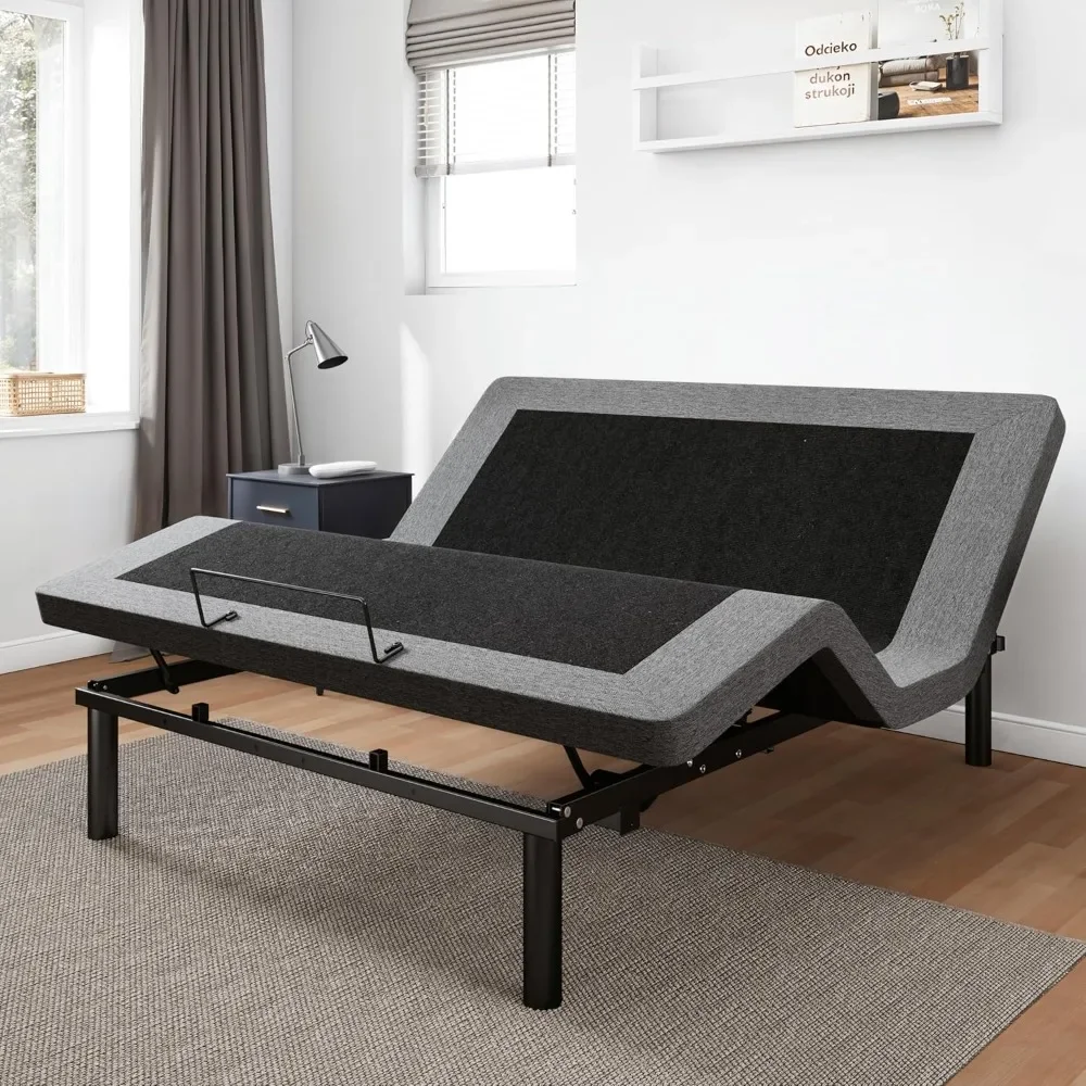 

Queen Size Adjustable Bed Frame, Electric Bed Base, Wireless Remote Control, Whisper Quiet Durable Motor, Padded Edge