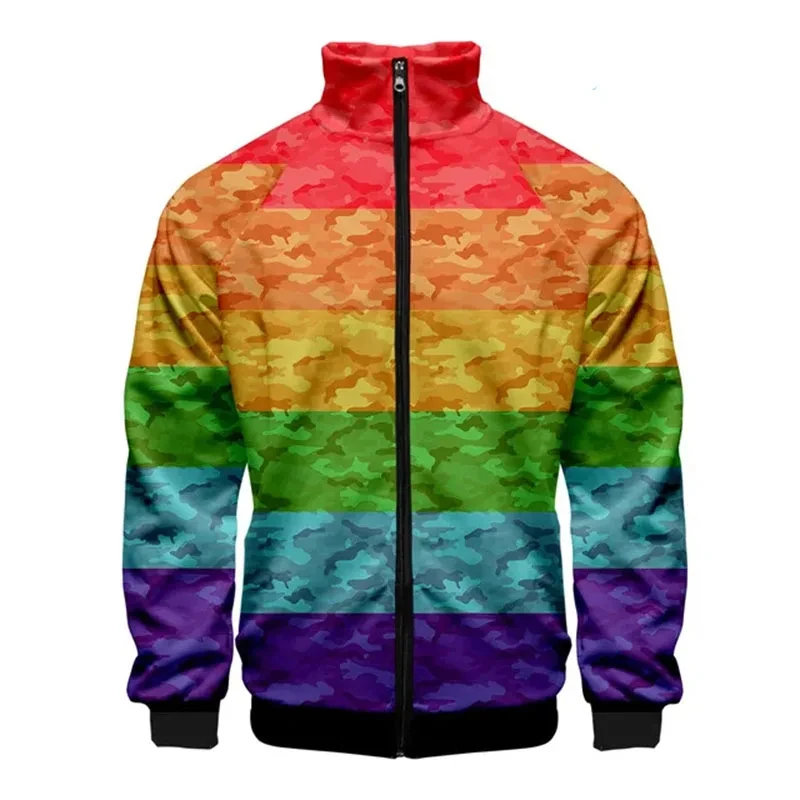 3D Printed Free LGBT Flag Graphic Zipper Jacket Long Sleeve Men Women Coats Jackets Clothes Male Casual Hoodies Streetwear