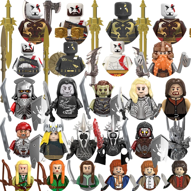 Dios de la guerra Kratos ladrillos para juguetes Señor del anillo regalos Mini figuras de acción niños bloques de construcción para regalos de fiesta