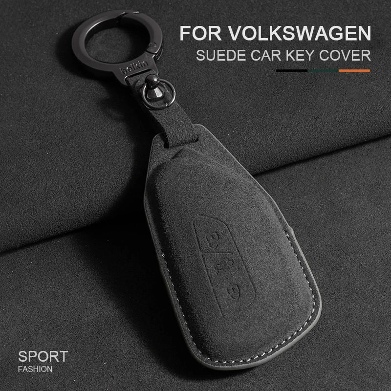 

Suede Car Key Case Cover For VW Volkswagen Golf 8 2020 Skoda Octavia A8 2021 SEAT Leon MK4 Key Protector Shell Fob Accessories