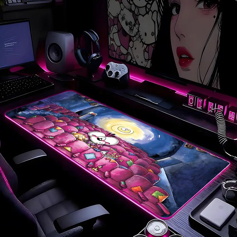 Cartoon D-Diddl Mouse Pad Mousepad HD Printing Computer Gamers Locking Edge Non-slip RGB Mouse Pad XXL90x40cm Keyboard PC Desk P