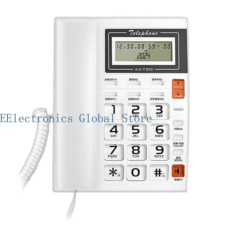 462B Corded Landline Phone Big Button Household Business Desktop Landline Telephone with LCD Display for Office Front Desk