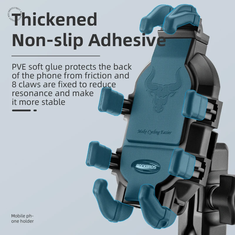 ROCKBROS Motorcycle Phone Holder Adjustable with Shock Absorber Module Nonslip Bike E-bike Phone Stand
