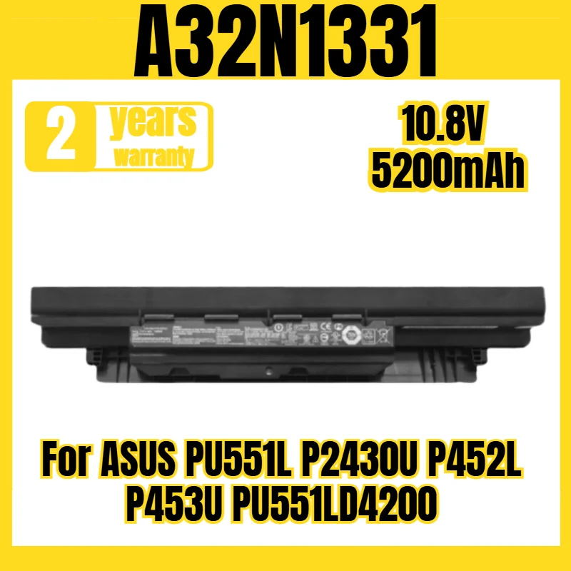 

Аккумулятор для ноутбука A32N1331, подходит для ASUS PU551L P2430U P452L P453U PU551LD4200, новый, большой емкости, 10.8V 5200mAh