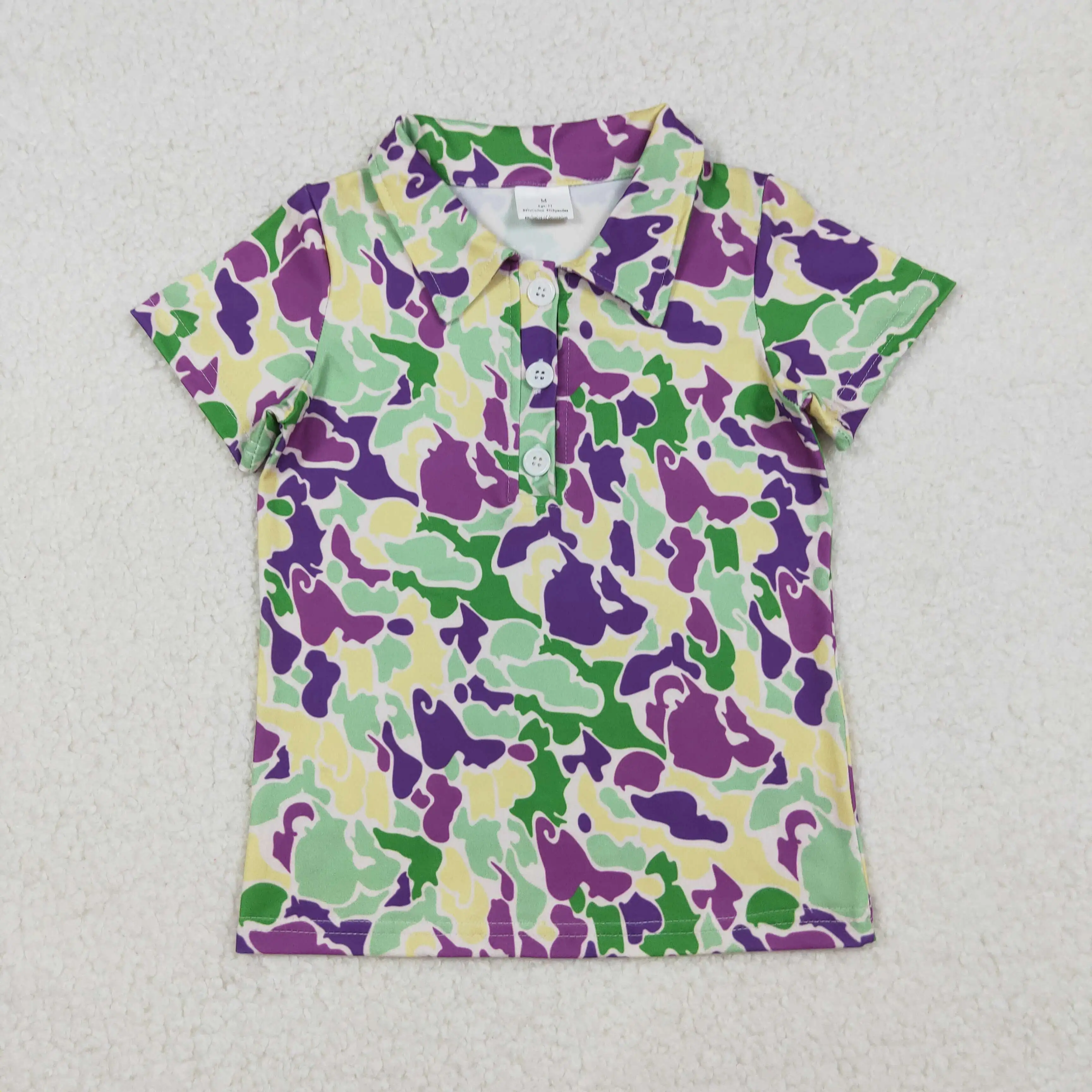 

z926-07 BT1345 Wholesale Summer kids clothes boys mardi gras camouflage short Sleeve top Boutique Children clothing