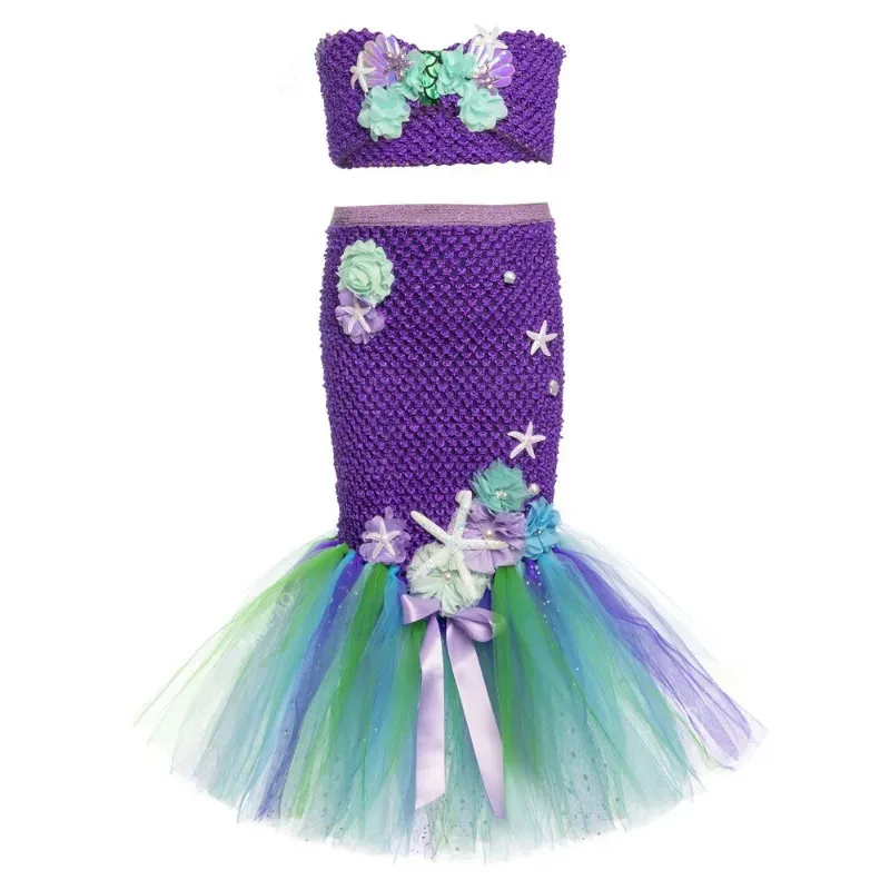 

Girl Mermaid Tutu Ocean Theme Birthday Party Carnival Costume Headband Ocean Halloween Dress Beach Party Dress Stage Performance