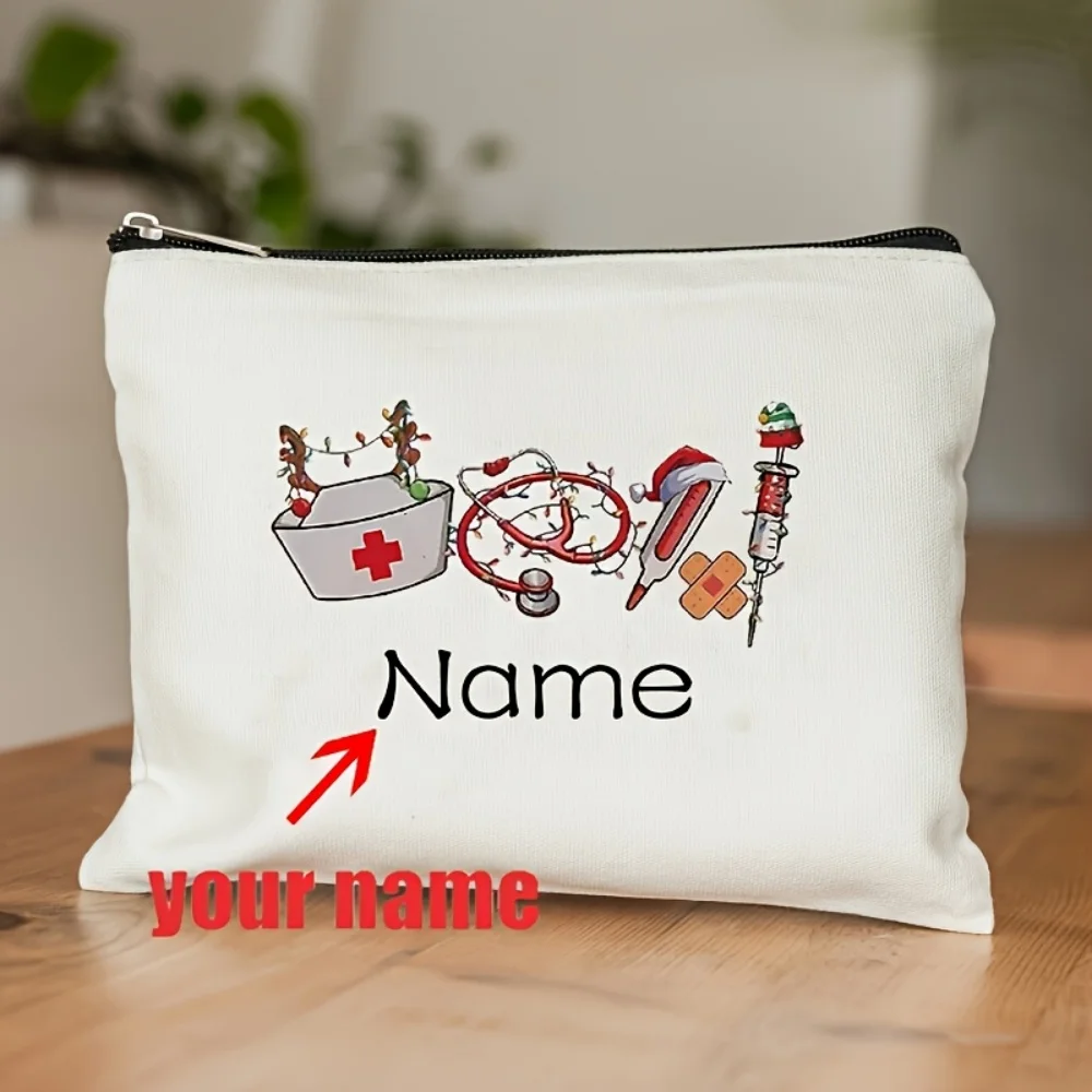 1 Personalized Themed Cosmetics and Toiletries Organizer Bag, Customizable with Name/text - Nurse & Doctor Design