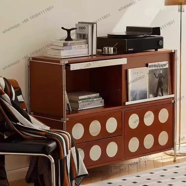 FG retro style solid wood bookcase floor storage medium and ancient style storage cabinet