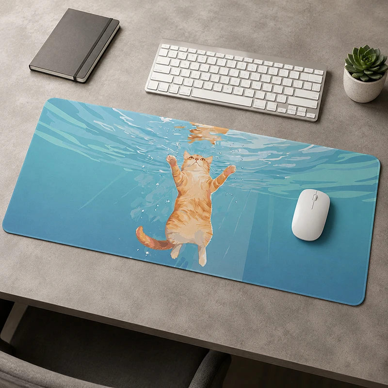 Mouse Pad Orange Cat Gaming printon demand Mousepad XXL Playmat Mechanical Keyboard Pad Natural Rubber Soft Carpet Table Mat