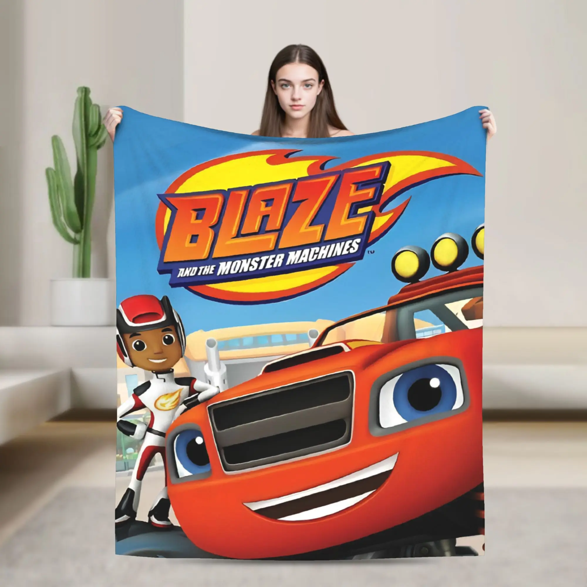 Super Soft Blaze and the Monster Machines Throw Blanket Premium Fleece Flannel Lightweight Bed Blanket Super Cozy Bedspread A