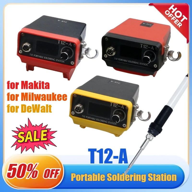 

OLED Digital T12 Soldering Station for Makita/forMilwaukee/forDeWalt 12-24V Lithium Battery Electronic Soldering Iron Tip