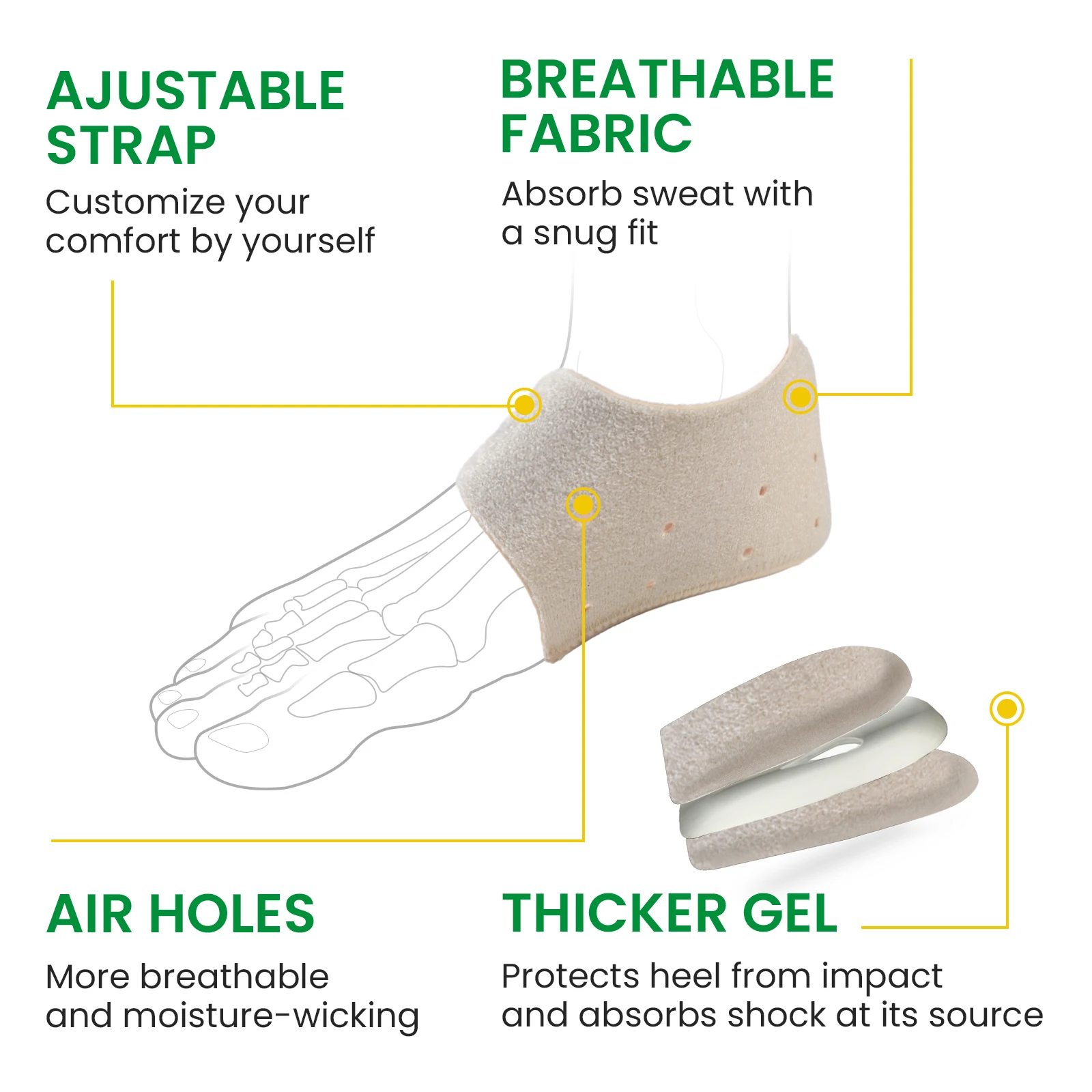 2 Teile/para Beige Plantarfasziitis Gel Ferse Protektoren Frauen Männer Heels Spur Schmerzen Relief Trockenen Rissigen Ferse Unterstützung Kissen Einsätze