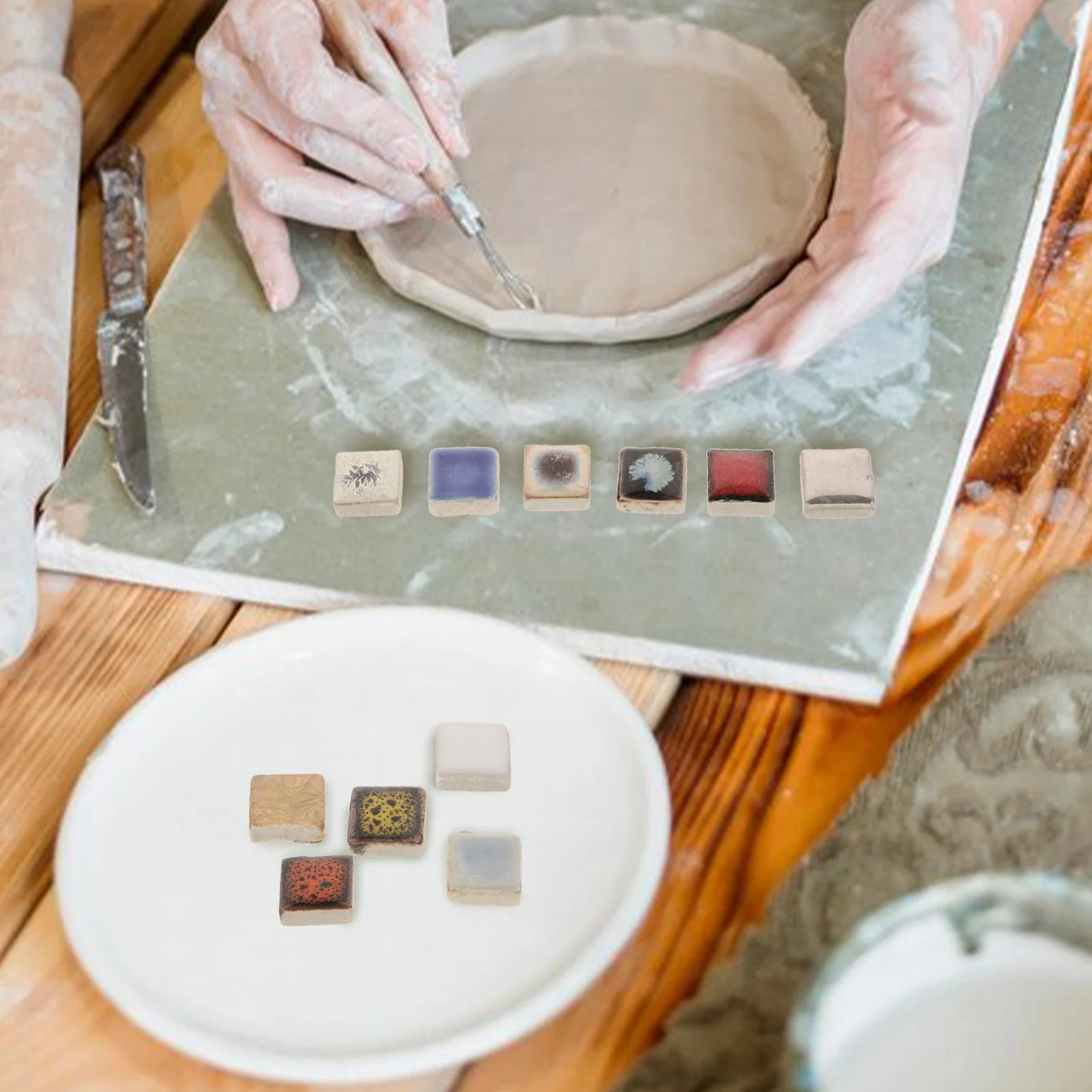 

1Set Ceramic Irregular Mosaic Tiles DIY Decor for Walls Floors Bathrooms Kitchens Heat Resistant Easy Projects