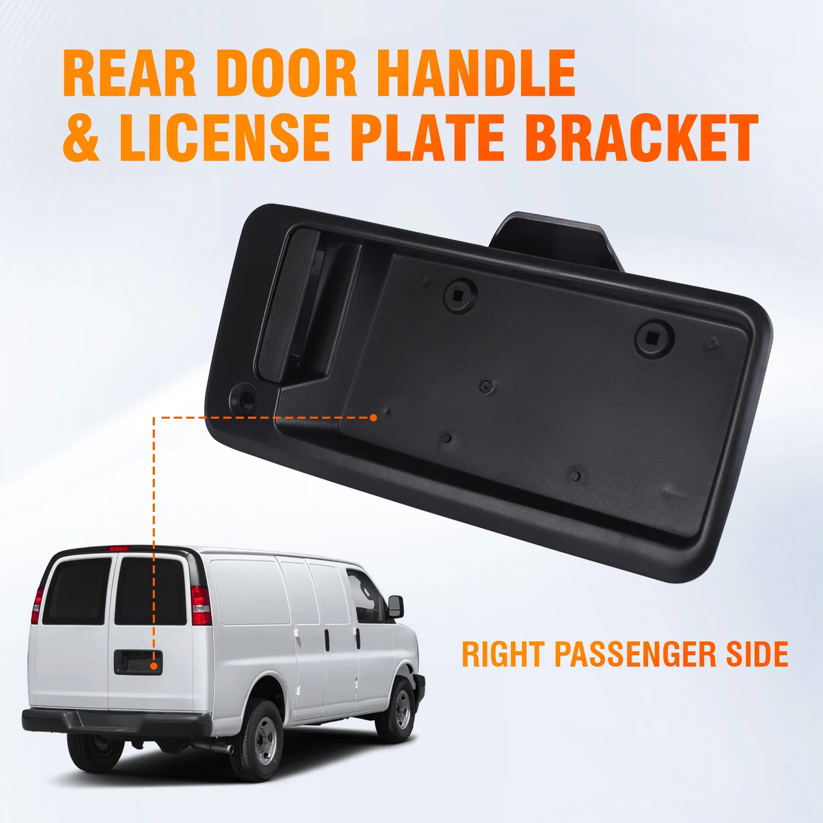 

Exterior Door Handle For1996-2015 Chevy Express GMC Savana Van Rear Right Cargo Door Handle with License Plate Bracket 15269298
