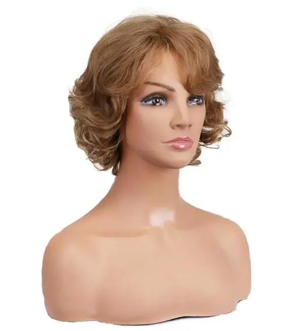 Women Fashion Mixed Brown Wigs Short Hairstyle Soft Healthy Daily Wear Wig Short Synthetic Wigs for Mommy Gifts Wigs