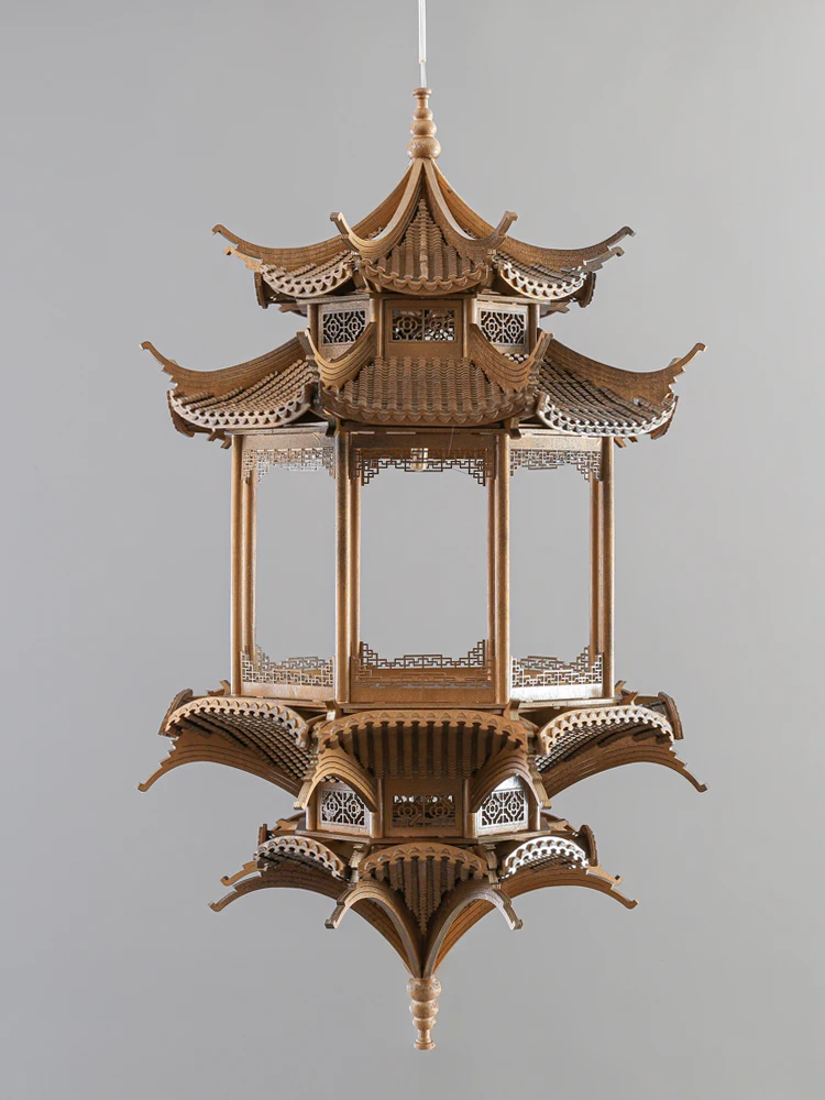 

Chinese ancient building octagonal pavilion decorative pendant model room sales office tea room soft decoration Zen decoration