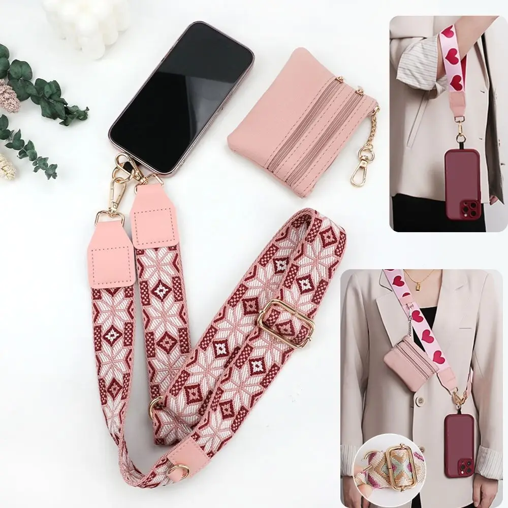 Mobile Phone Lanyard Women\'s Bag Straps With Zippered Pouch  Detachable Crossbody Lanyard Pendant Shoulder Strap Anti-lost Rope