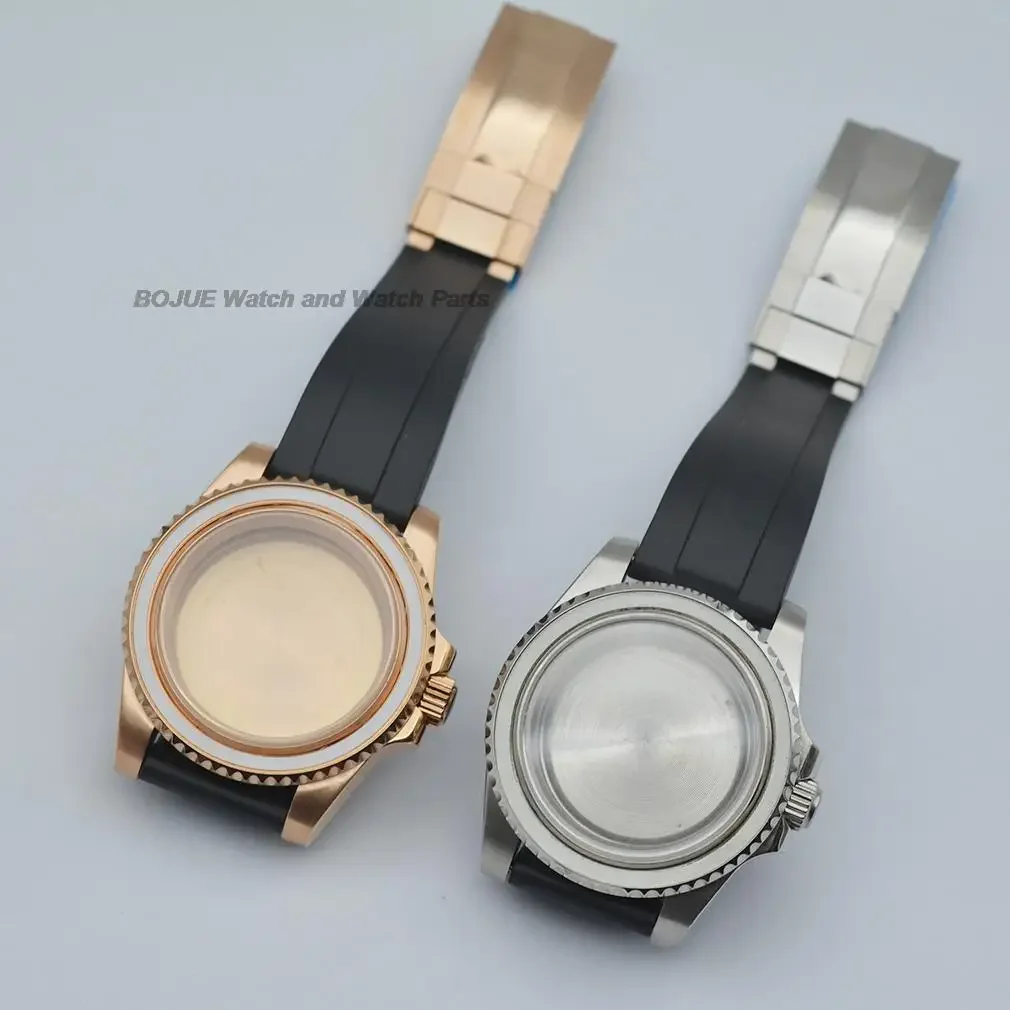 

40mm NH35 Case Rose Gold PVD Coating Watch Parts for Yacht-master Submariner NH36 Sapphire Glass Rubber Strap Men Repair Tools