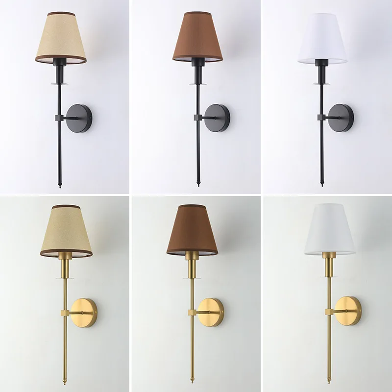 

Modern Cloth Wall Mounted Lamps for Bedroom Bedside Hotel Decoration Ameican Sconce Light Fixtures Fabric Hallway Entrance Decor