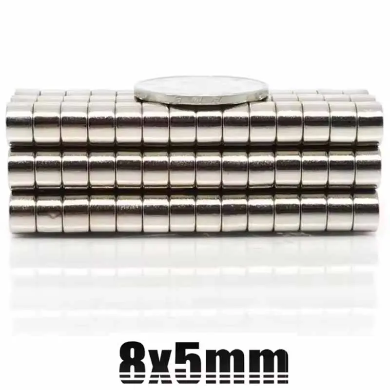 8x5mm 10/20/50/100/200/500pcs Steel Small Round Strong N35 Neodymium Magnetic 8*5mm Magnet Imanes for Whiteboard Fridge Crafts