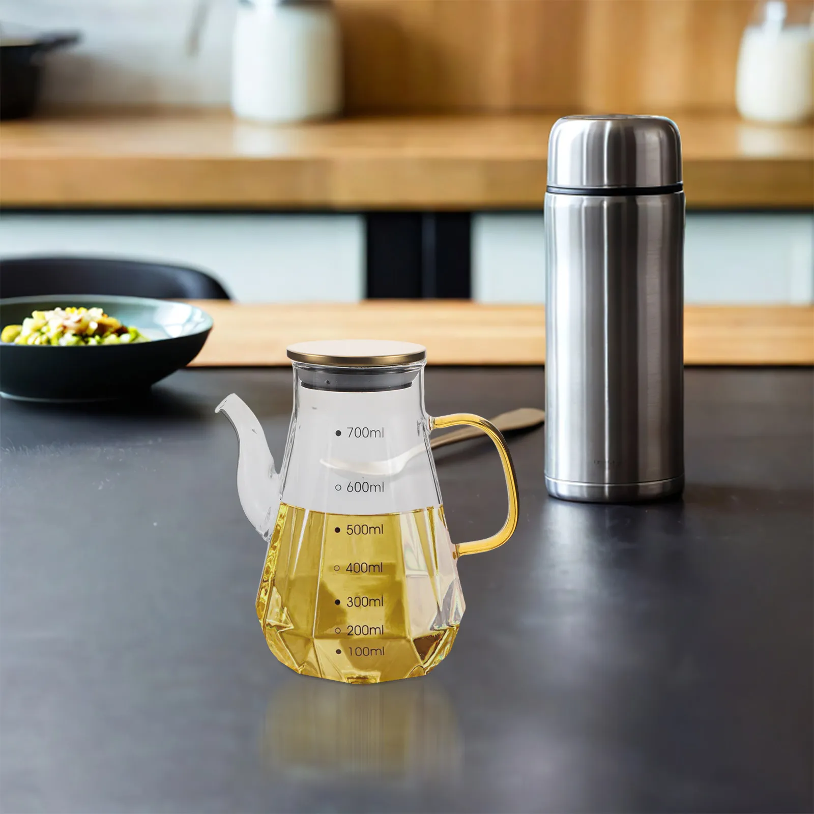 700Ml Eagle Spout Soy Sauce Bottle High-Class Oil Dispenser Glass Vinegar Container Portable Kitchen Sauce Storage