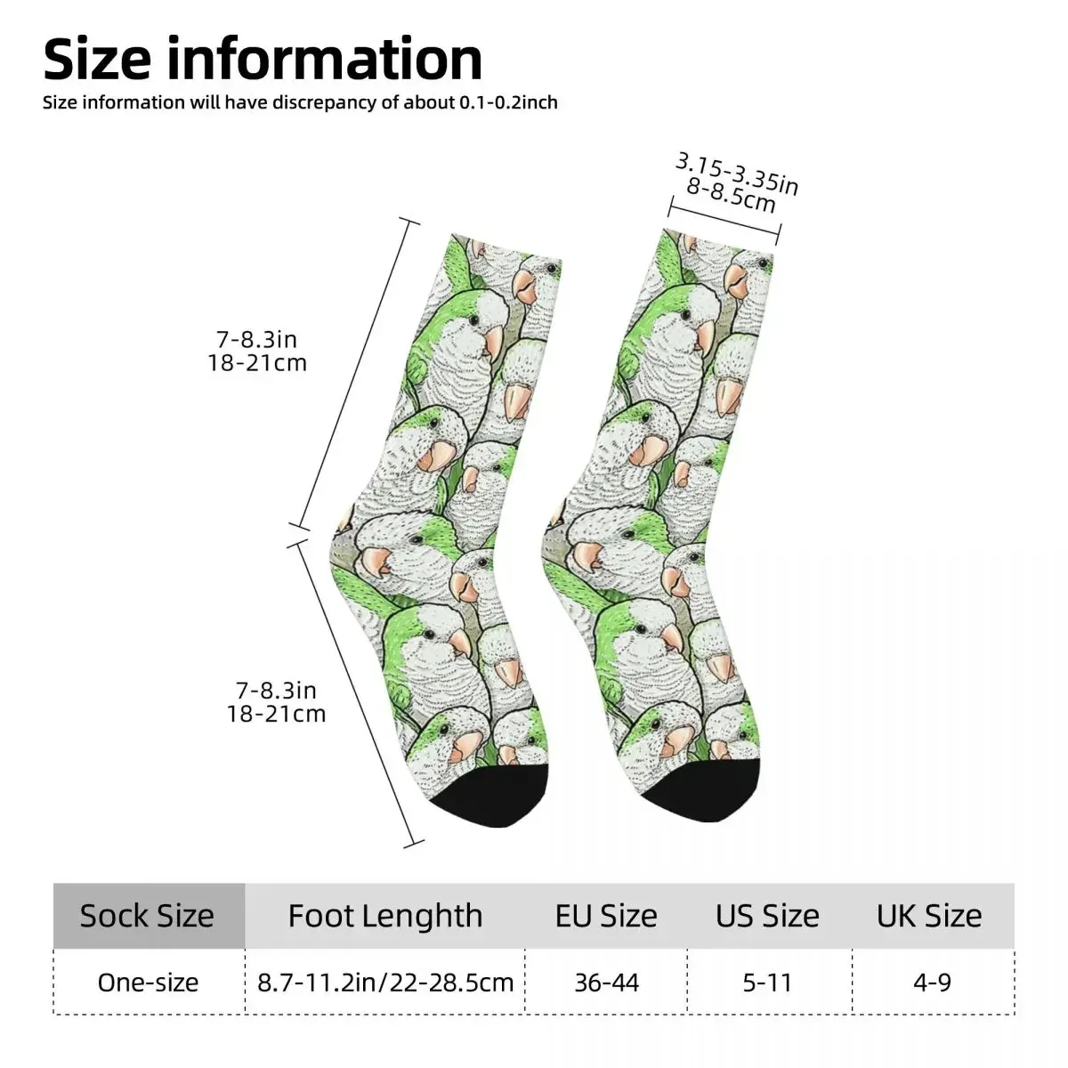 Green Quaker Monk Parakeets Socks Harajuku High Quality Stockings All Season Long Socks Accessories for Unisex Christmas Gifts