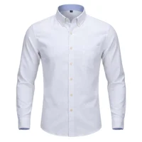 Camisa de manga larga para hombre hecha de tela Oxford, adecuada para todas las estaciones, moderna y versátil, perfecta para el uso diario en la oficina.