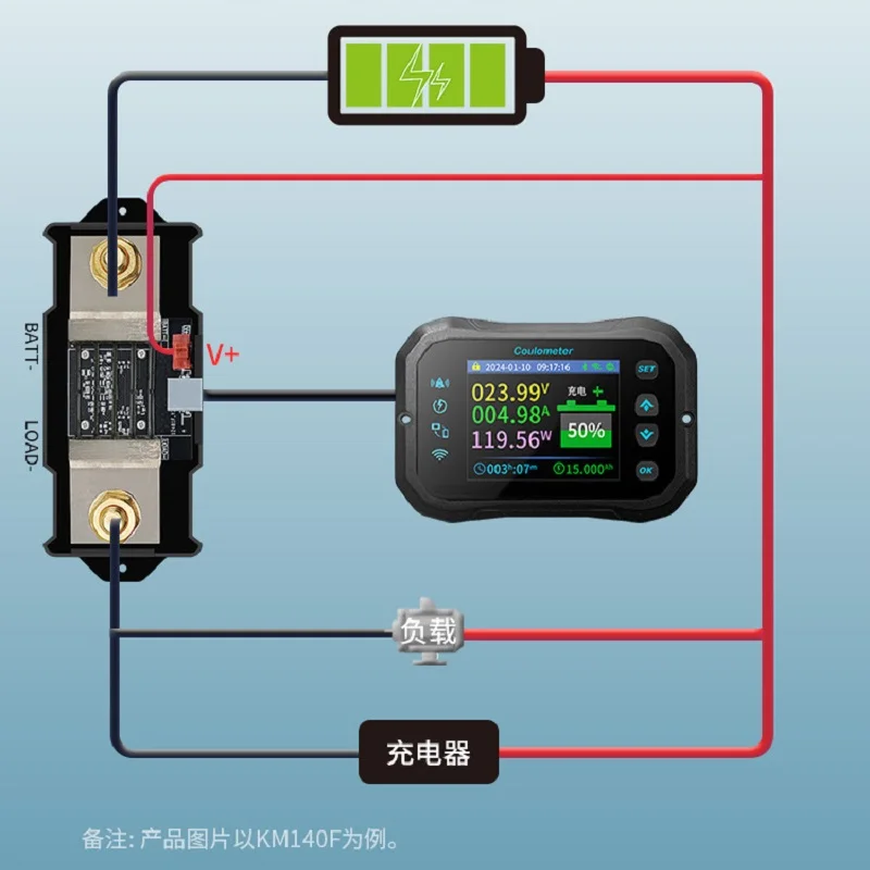 New KM160F KM140F  WiFi Remote RV Coulomb Meter Electric Vehicle Lead-acid Lithium Battery  Tester KM110F KM105F KM-F Series