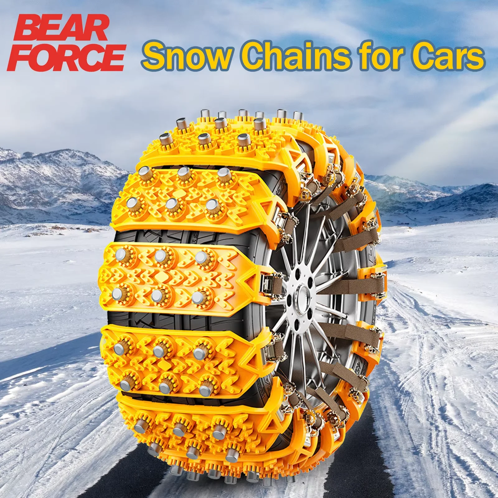 Snow Chains for Car 6 Pack Emergency Anti Slip Chains for SUV/Trucks Adjustable Universal Winter Security Chain for lce Snow Mud