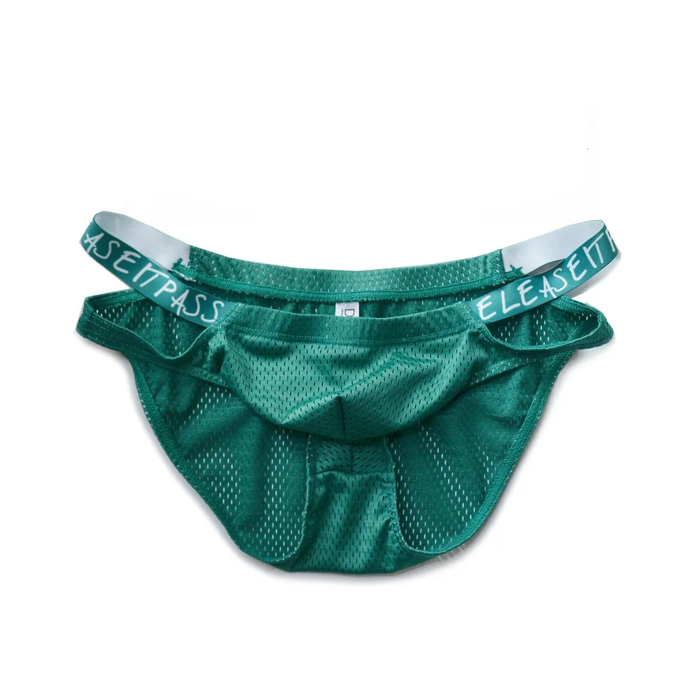 Men's Briefs Quick Drying Low Waist Solid Color Letter Polyester Sexy Three-dimensional Bag Design Mesh Through Motion