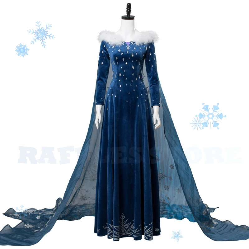 Ice Winter Queen Princess Cosplay Costume Elsa Blue Fantasia Dress For Halloween Party Women Girl Ball Dress up Stage Uniforms