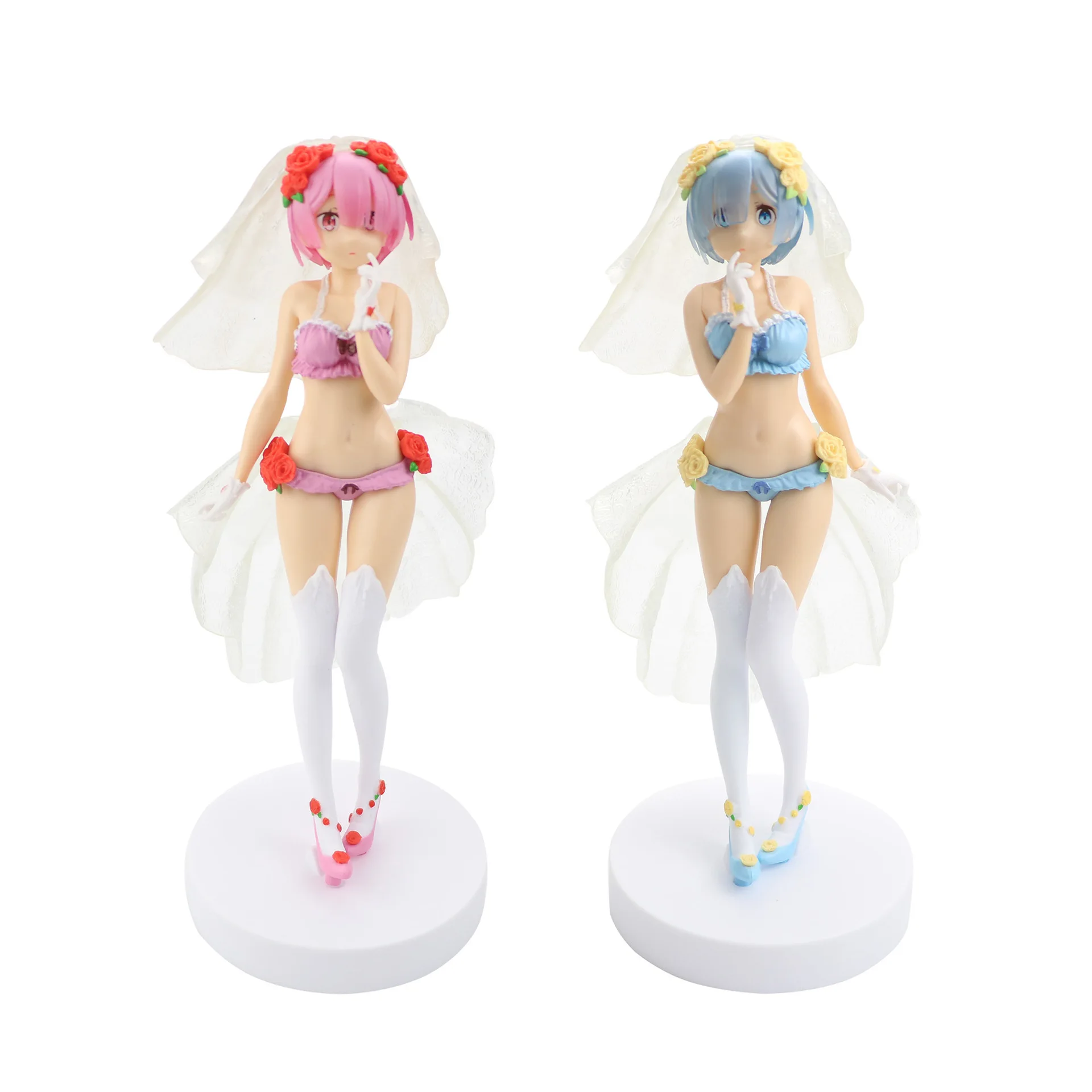 25CM Anime Figure Rem Re:Life In A Different World From Zero Sexy Tulle Swimsuit Stadding Pose Model Dolls Toy Gift Collect Box