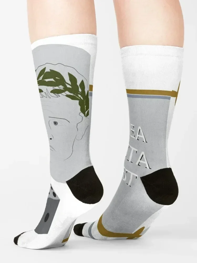 Alea iacta est، عبارة اللاتينية الجوارب kawaii التدفئة جورب تتحرك جوارب الشتاء هدايا الرجال الجوارب الفاخرة العلامة التجارية النسائية #4