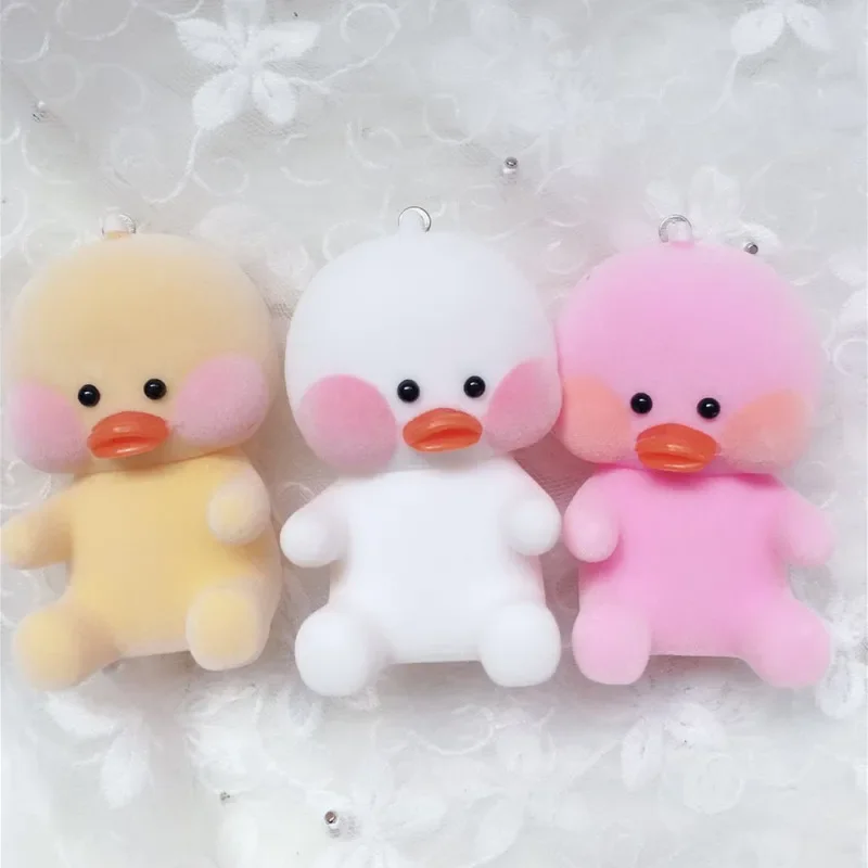 10Pcs/Lot Resin Flocking Doll Ducklings Cell Phone Pendant Pendant Bags Ornament Keychains Car Trinkets Festival Creative Gifts