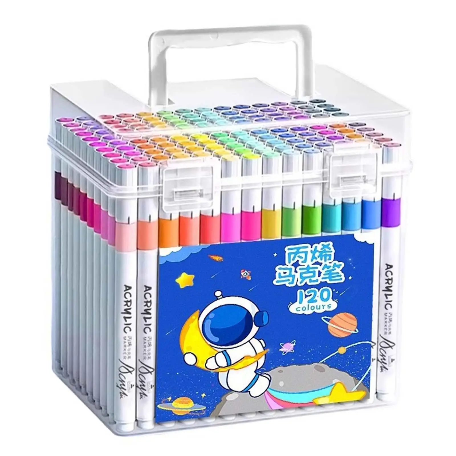 120 Pieces Acrylic Paint Markers with Storage Box for Window Metal Canvas