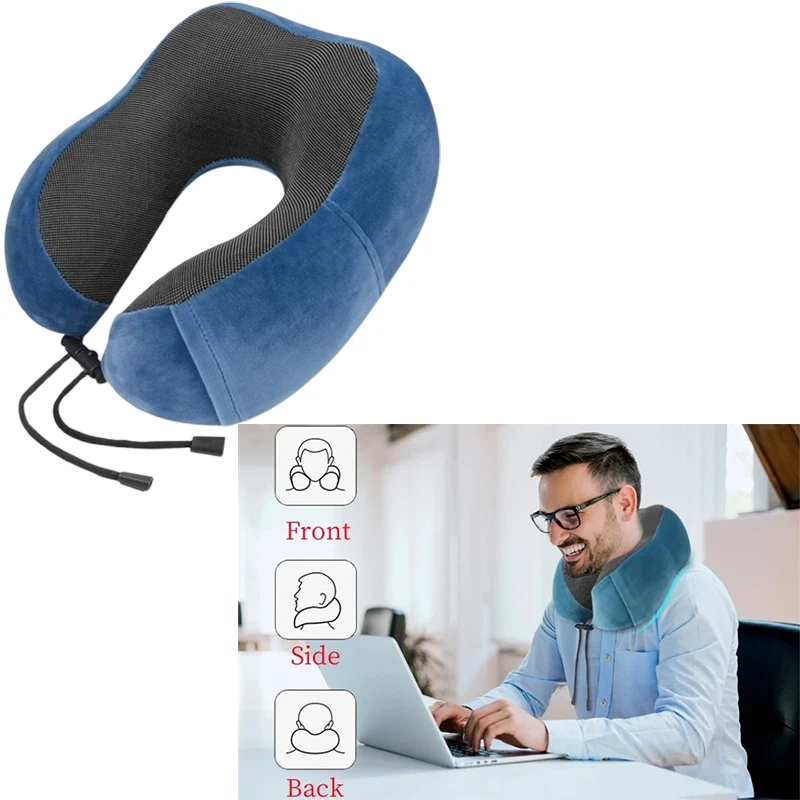 Travel Neck Pillow Memory Foam U-shaped Pillow Snail Style Travel Neck Support Portable Adjustable Soft Noon Break Sleep Pillows