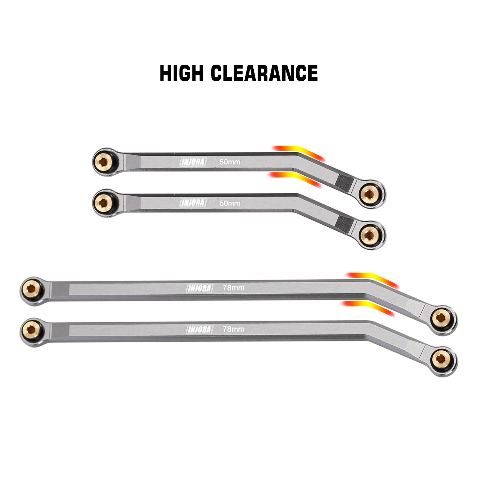 INJORA 8PCS CNC Aluminum High Clearance 4 Links Set for 1/24 RC Crawler Car Axial SCX24 Jeep Gladiator Dodge Power Wagon