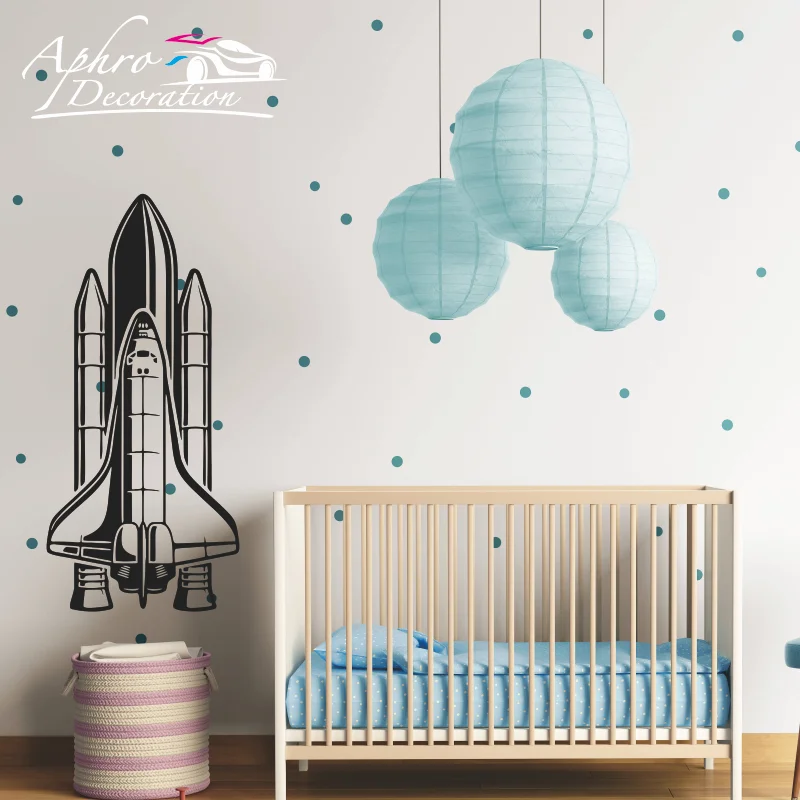 Space Planet Wall Decal Outer Stickers Space Vinyl Sticker Rocket Ship Decal Astronaut Decal Kids Bedroom Decoration