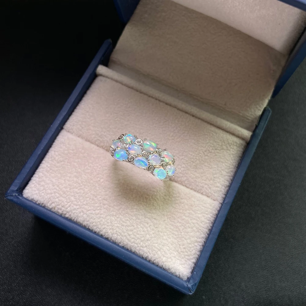 Elegant Natural White Opal Rings Sterling 925 Silver October Birthstone 3*4mm for Women Birthday Lady Wedding Party Fine Jewelry - view 4